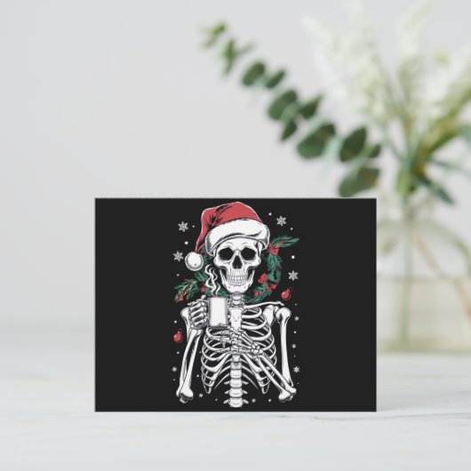 Dead Inside Skeleton Christmas Koffie Liefhebber G Briefkaart (Staand voorkant)