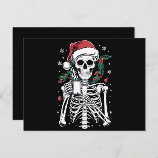 Dead Inside Skeleton Christmas Koffie Liefhebber G Briefkaart (Voorkant / Achterkant)