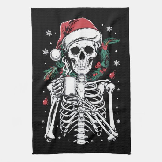 Dead Inside Skeleton Christmas Koffie Liefhebber G Theedoek (Verticaal)