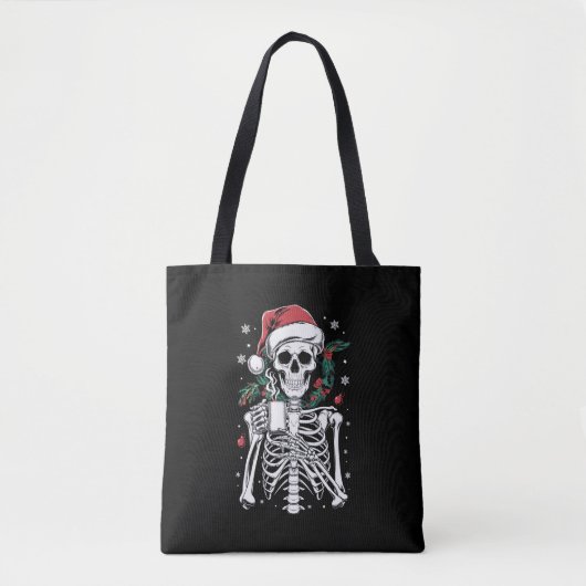 Dead Inside Skeleton Christmas Koffie Liefhebber G Tote Bag (Voorkant)