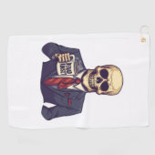Dead Inside Skull - Grappig Werkdag Skelet Golfhanddoek (Horizontaal)