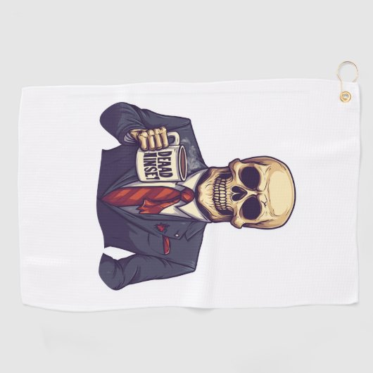 Dead Inside Skull - Grappig Werkdag Skelet Golfhanddoek (Horizontaal)