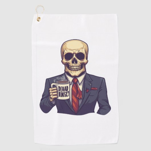 Dead Inside Skull - Grappig Werkdag Skelet Golfhanddoek (Voorkant)