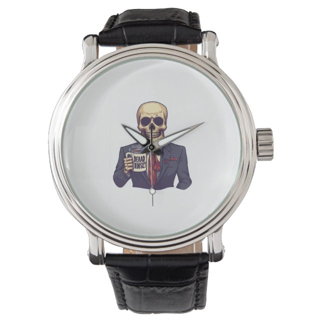 Dead Inside Skull - Grappig Werkdag Skelet Horloge (Voorkant)
