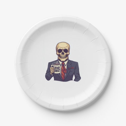 Dead Inside Skull - Grappig Werkdag Skelet Papieren Bordje (Voorkant)