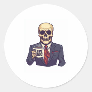 Dead Inside Skull - Grappig Werkdag Skelet Ronde Sticker