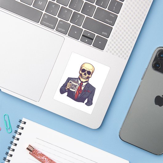 Dead Inside Skull - Grappig Werkdag Skelet Sticker (Laptop met iPhone)