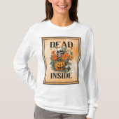 DEAD INSIDE-Spooky Jack O'Lantern Skull & Flowers T-shirt (Voorkant)