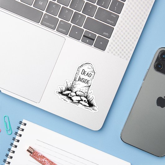 Dead Inside Sticker (Laptop met iPhone)