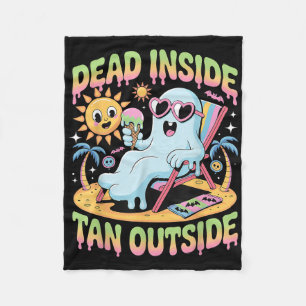 Dead Inside Tan Outside Funny Ghost Summerween (1) Fleece Deken