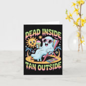 Dead Inside Tan Outside Funny Ghost Summerween (1) Kaart (Gele Bloem)