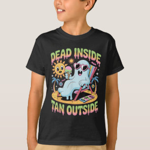 Dead Inside Tan Outside Funny Ghost Summerween (1) T-shirt