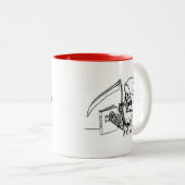 Dead Laughing Dad Joke Skeleton Grim Reaper Tweekleurige Koffiemok (Voorkant rechts)