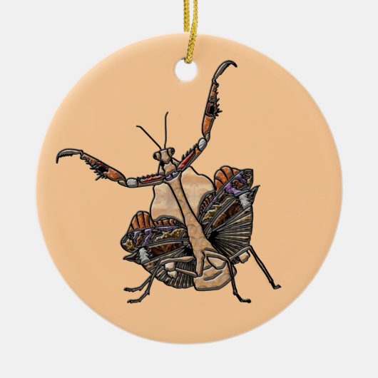 Dead Leaf Mantis Keramisch Ornament (Voorkant)