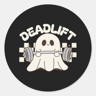 Dead Lift Grappig Halloween Ghost Weight Lifting W Ronde Sticker