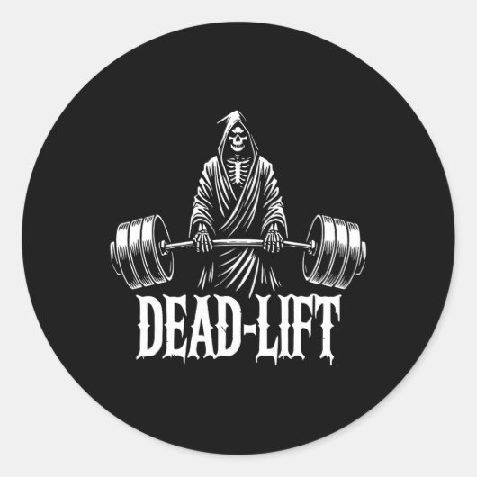 Dead-lift - Grim Reaper Halloween Gym Workout Body Ronde Sticker (Voorkant)