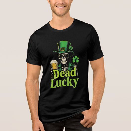 Dead Lucky - Ierse Skeleton St. Patrick's Day Tri-Blend Shirt (Voorkant)