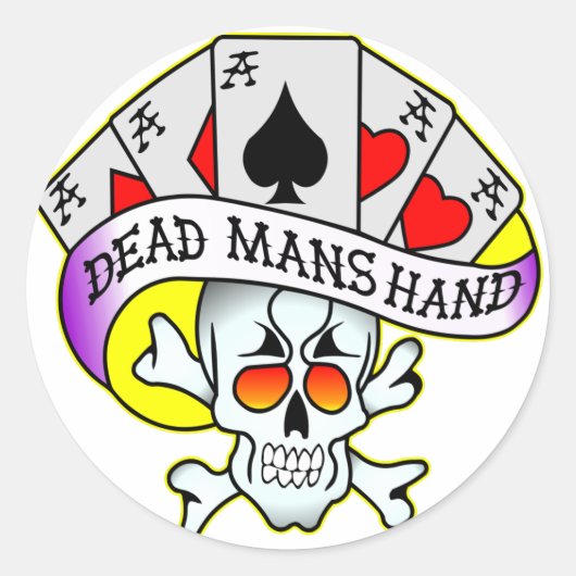 Dead Mans Hand Oude School Tattoo Ronde Sticker (Voorkant)