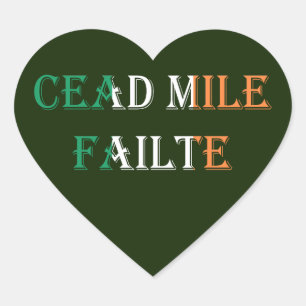 Dead Mile Failte overlay op Ierse Vlag Hart Sticker