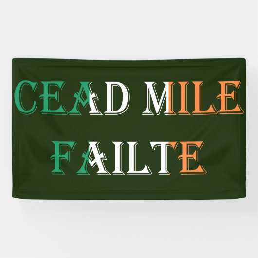 Dead Mile Failte overlay op Ierse vlag Spandoek (Horizontaal)