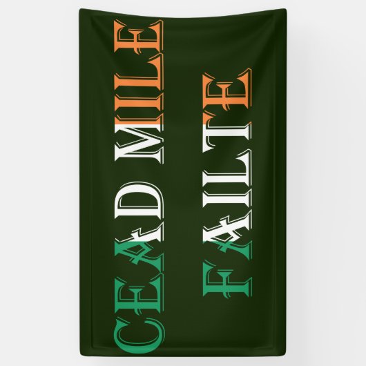 Dead Mile Failte overlay op Ierse vlag Spandoek (Verticaal)