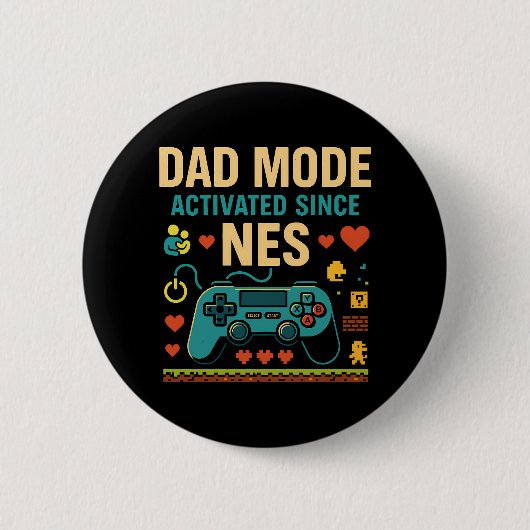 Dead Mode Geactiveerde NES Retro Gamer Art Ronde Button 5,7 Cm (Voorkant)