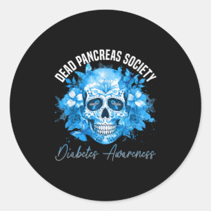 Dead Pancreas Society Diabetes Awareness Floral Su Ronde Sticker