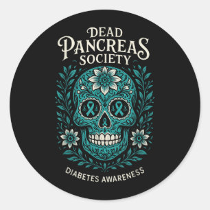 Dead Pancreas Society - Diabetes Awareness Skull Ronde Sticker