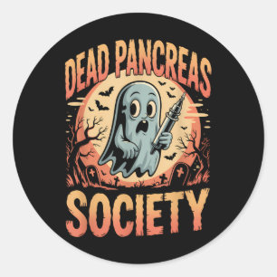 Dead Pancreas Society Funny Ghost Spuit Diabetes Ronde Sticker