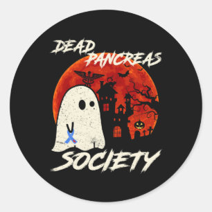 Dead Pancreas Society Ghost Diabetes Awareness Hal Ronde Sticker
