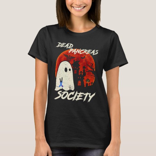 Dead Pancreas Society Ghost Diabetes Awareness Hal T-shirt (Voorkant)