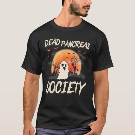 Dead Pancreas Society Ghost Diabetes Awareness Hal T-shirt (Voorkant)
