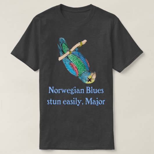 Dead Parrot Norwegian Blues Stun gemakkelijk majoo T-shirt (Design voorkant)