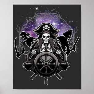 Dead Pirates Halloween Skeleton Pirate Graphic Poster