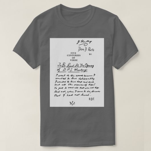 Dead Poets Society, vijf eeuwen vers zwart T-shirt (Design voorkant)