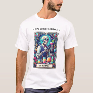 Dead Serious Cocktails Tarot Bartender Skeleton T-shirt