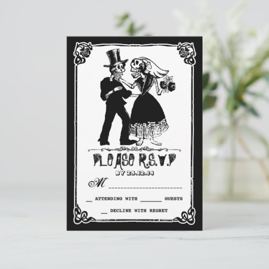 Dead Skeleton Couple Wedding RSVP (Staand voorkant)