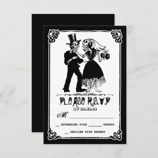 Dead Skeleton Couple Wedding RSVP (Voorkant / Achterkant)