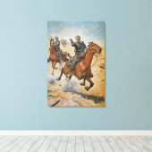 Dead Sure: een Amerikaanse Cavalry-trooper in de j Canvas Afdruk (Insitu (Houten vloer))