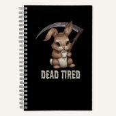 Dead Tired Cute Bunny Grim Reaper Coffee Notitieboek (Voorkant)