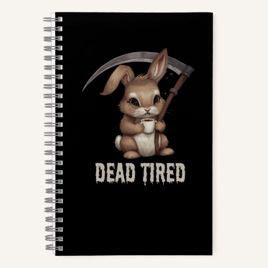 Dead Tired Cute Bunny Grim Reaper Coffee Notitieboek (Voorkant)