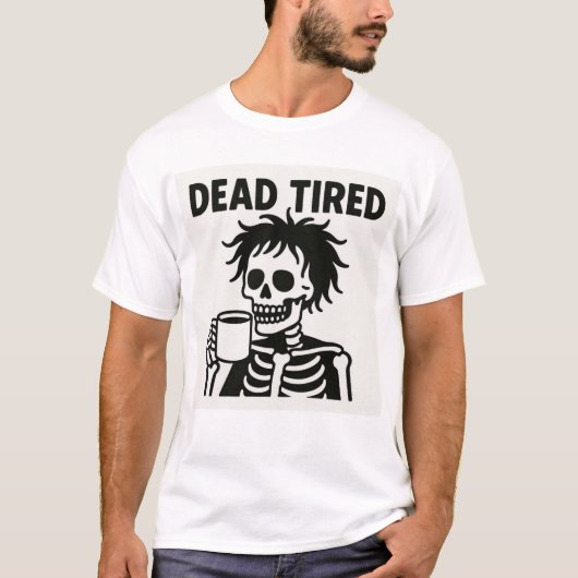 Dead Tired Halloween T-Shirt - Grappig Skelet (Voorkant)