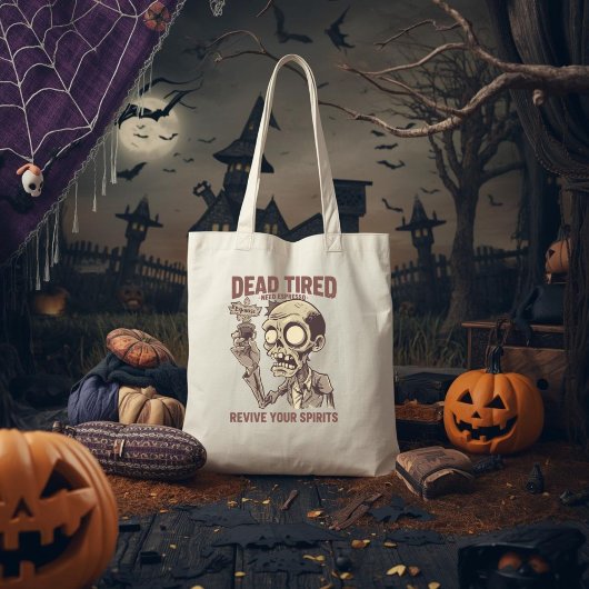 Dead Tired Need Espresso Zombie Halloween Koffie Tote Bag