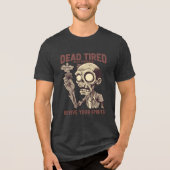 Dead Tired Need Espresso Zombie Halloween Koffie Tri-Blend Shirt (Voorkant)
