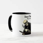 Dead Tired Skater Skeleton Coffee Mok (Voorkant links)