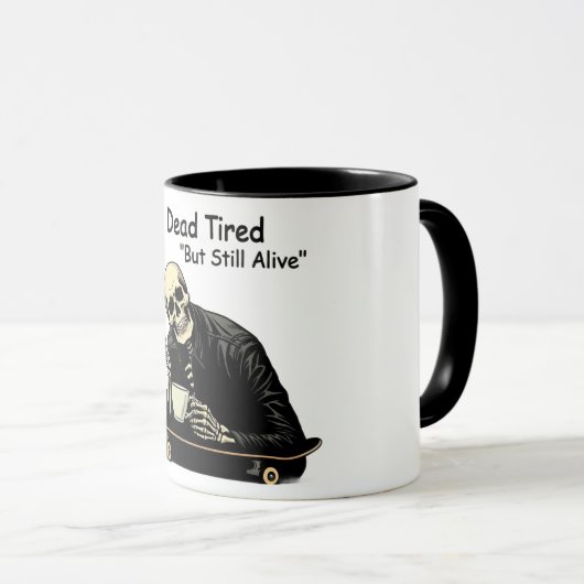 Dead Tired Skater Skeleton Coffee Mok (Voorkant rechts)