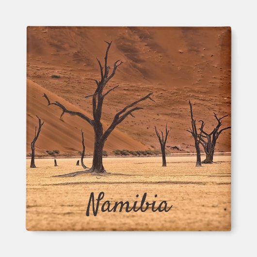 Dead Vlei Namibië landschapsfoto met tekst Magneet (Voorkant)