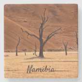 Dead Vlei Namibië landschapsfoto met tekst Stenen Onderzetter (Voorkant)
