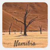 Dead Vlei Namibië landschapsfoto met tekst Vierkante Sticker (Voorkant)