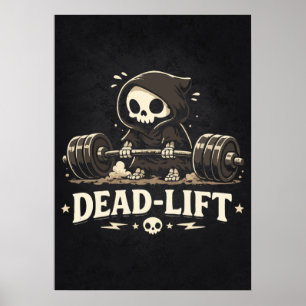 Deadlift, Aardige Grim Reaper Cartoon - Fitness Poster